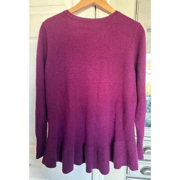 Isaac Mizrahi 2 Ply Cashmere Peplum Sweater Vivid Plum LG - Picture 4 of 8
